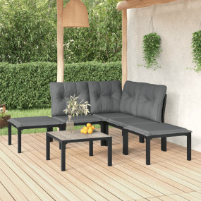 Garden Lounge Set Black, Grey