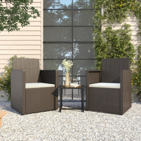 Outdoor Sofa Set Black and Cream White