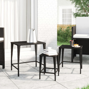 Nesting Table Set of 3 Black PE rattan, powder-coated s...