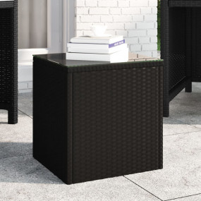 Side Table Black PE rattan Compact Durable Side Table S...