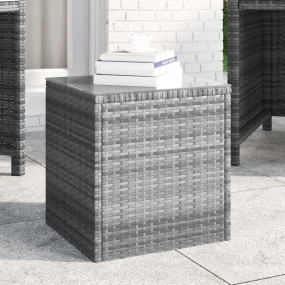 Side Table Grey Poly Rattan, Tempered Glass Small Durab...