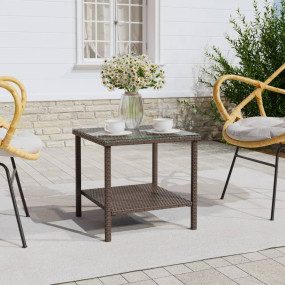 Side Table Brown Poly Rattan Small Durable Side Table S...