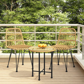 Garden Chair Set of 2 Black Steel, polyethylene with a ...