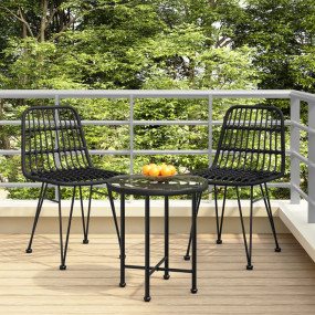 Garden Chair Set of 2 Black Steel, polyethylene