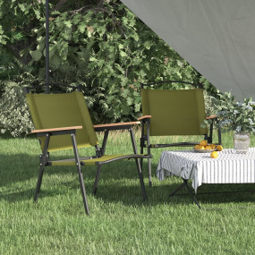 Camping Chair Set of 2 Green 500D Oxford fabric with PE...