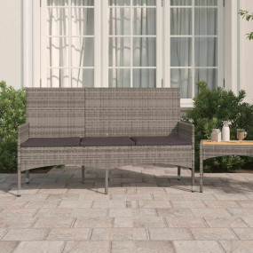 Garden Bench Grey Poly Rattan, Powder-Coated Steel, Pol...