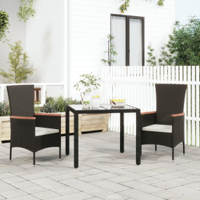 Garden Chair Set of 2 Black PE rattan Large Durable