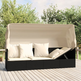 Outdoor Lounge Bed Black, Cream White