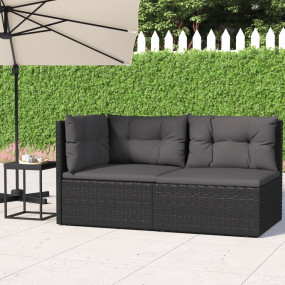 Garden Lounge Set Black PE rattan, powder-coated steel ...