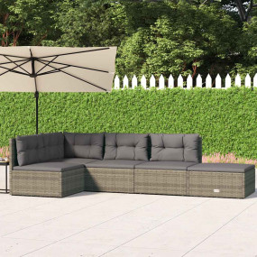 Garden Lounge Set Grey PE rattan 84.6 x 42.8 x 21.6 inc...