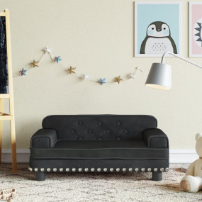 Imag:Kids Sofa Black Velvet, Pine Wood, Plastic Mini Durable