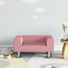 Kids Sofa Pink Velvet Mini Durable Kids Sofa Rectangula...