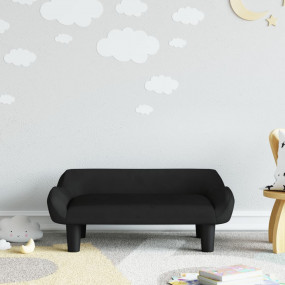Kids Sofa Black Velvet, Solid Pine Wood Mini Durable Ki...