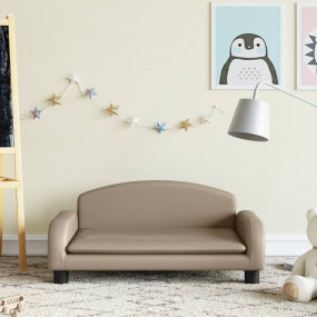 Kids Sofa Cappuccino Faux leather, solid pine wood, foa...