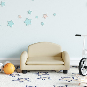 Kids Sofa Cream Fabric (100% polyester), solid pine woo...
