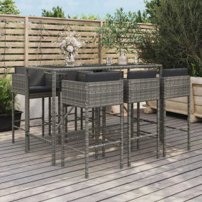 Garden Bar Set Grey PE rattan Standard Seats Many Bar T...