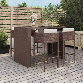 Patio Bar Set Set of 5 Brown, Cream White, Black