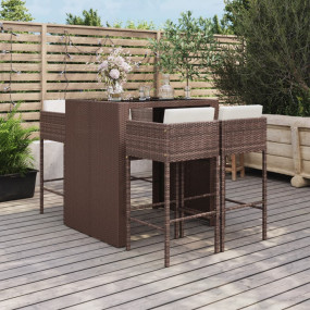 Patio Bar Set Set of 5 Brown, Cream White, Black (Table...