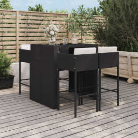 Garden Bar Set Black Poly Rattan, Powder-Coated Steel, ...
