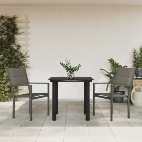 Garden Dining Set Black Powder-Coated Steel 3-piece set...
