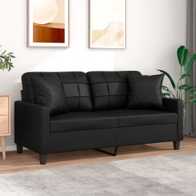 2-seater Sofa Black 75% Polyvinylchloride, 20% Polyeste...