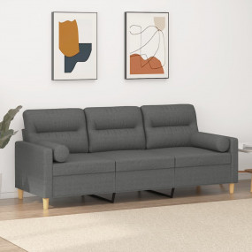 3-seater Sofa Dark Grey Fabric (100% polyester), metal,...