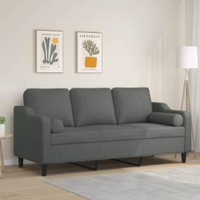 3-seater Sofa Dark Grey Fabric (100% polyester), Metal,...