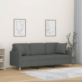3-seater Sofa Dark Gray Fabric (100% polyester), metal,...