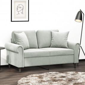 2-seater Sofa Light Grey Velvet (100% polyester), metal...