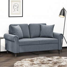 2-seater Sofa Dark Grey Velvet, Metal, Textilene 47.2 i...