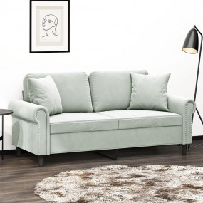 2-seater Sofa Light Grey Velvet (100% polyester), Metal...