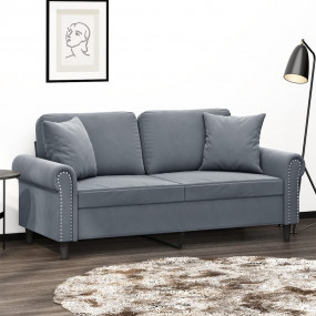 2-seater Sofa Dark grey Velvet (100% polyester), metal,...