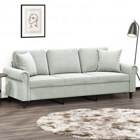 3-seater Sofa Light grey Velvet (100% polyester), metal...