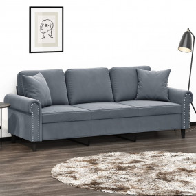 3-Seater Sofa Dark Grey Velvet (100% polyester), metal,...