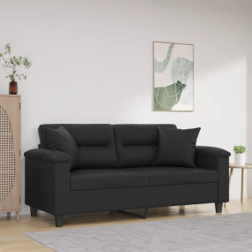 2-seater Sofa Black Faux leather 55.1 in seat width  Du...
