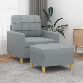 Sofa Chair With Footstool Light Grey