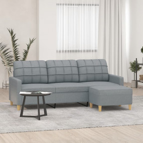 3-seater Sofa With Footstool Light grey