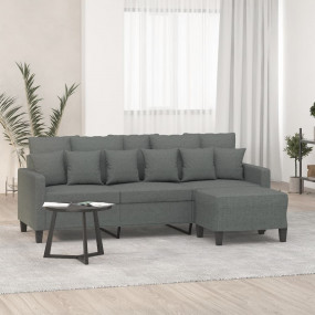 3-seater Sofa With Footstool Dark Grey