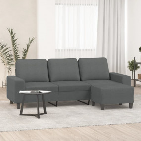 3-seater Sofa With Footstool Dark grey