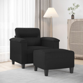 Sofa Chair With Footstool Black Faux leather, metal, pl...