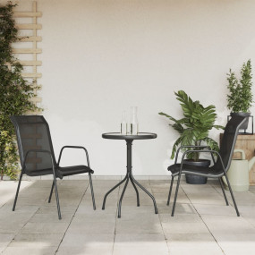Garden Dining Set Black, Anthracite Steel, Textilene, G...