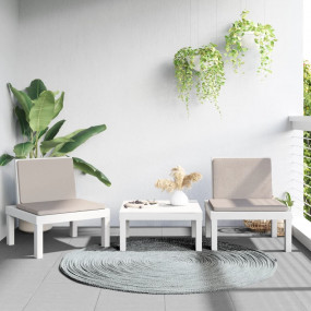 Garden Lounge Set White, Grey Polypropylene, Polyester ...
