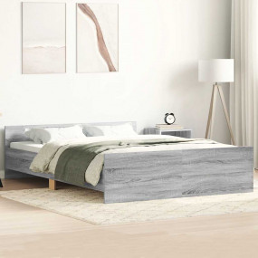 Bed Frame Gray Sonoma Engineered wood 120x200 cm Bed Fr...