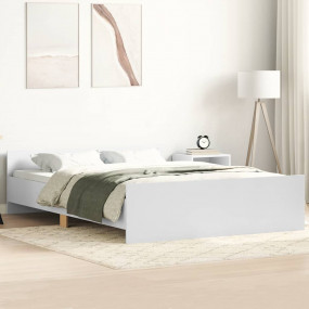 Bed Frame White Engineered wood Full Durable Bed Frame