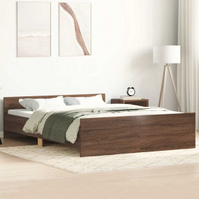 Bed Frame Brown oak Engineered wood, solid pine wood 55...