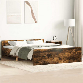 Bed Frame Smoked oak Engineered wood, solid pine, plywo...