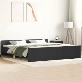 Bed Frame Black Engineered wood, solid pine, plywood Su...