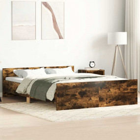 Bed Frame Smoked Oak Engineered wood and solid pinewood...