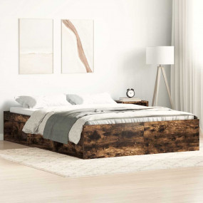 Bed Frame Smoked Oak Engineered Wood King Bed Frame Rec...