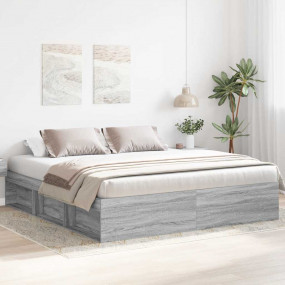 Bed Frame Grey Sonoma Engineered wood, Plywood, Solid p...